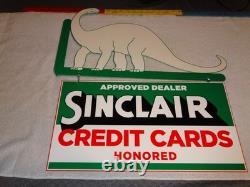 Vintage Sinclair Dinosaur Credit Card 20 Metal Enamel Gasoline Oil Flange Sign