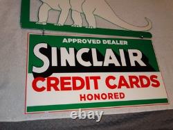 Vintage Sinclair Dinosaur Credit Card 20 Metal Enamel Gasoline Oil Flange Sign