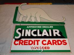 Vintage Sinclair Dinosaur Credit Card 20 Metal Enamel Gasoline Oil Flange Sign