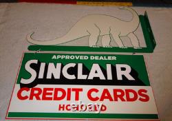 Vintage Sinclair Dinosaur Credit Card 20 Metal Enamel Gasoline Oil Flange Sign