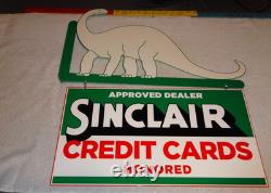 Vintage Sinclair Dinosaur Credit Card 20 Metal Enamel Gasoline Oil Flange Sign