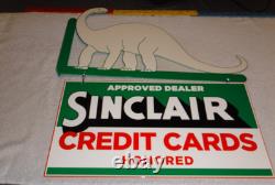 Vintage Sinclair Dinosaur Credit Card 20 Metal Enamel Gasoline Oil Flange Sign