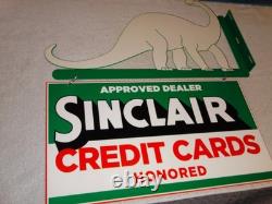 Vintage Sinclair Dinosaur Credit Card 20 Metal Enamel Gasoline Oil Flange Sign
