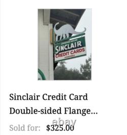 Vintage Sinclair Dinosaur Credit Card 20 Metal Enamel Gasoline Oil Flange Sign