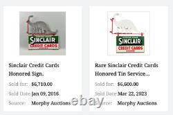 Vintage Sinclair Dinosaur Credit Card 20 Metal Enamel Gasoline Oil Flange Sign