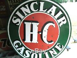 Vintage Sinclair Hc Gasoline 6ft Porcelain Sign Double Sided Getting Hard 2 Find