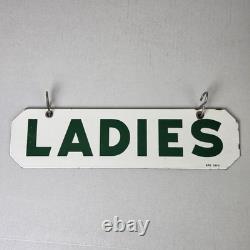 Vintage Sinclair Ladies Restroom Sign Porcelain Double Sided Sps Lr-2 15x4