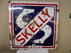 Vintage Skelly Double Sided Porcelain Gas Sign Oil Advertising