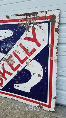 Vintage Skelly Double Sided Porcelain Gas Station Sign 5 Ft