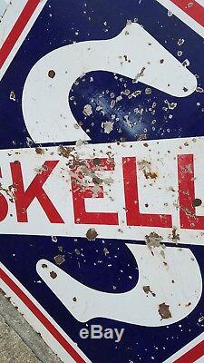 Vintage Skelly Double Sided Porcelain Gas Station Sign 5 Ft