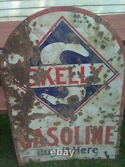 Vintage Skelly Double-Sided Porcelain Tagolene Gasoline Advertising Sign