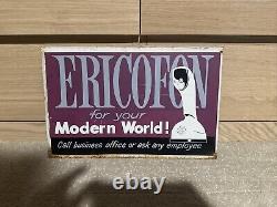 Vintage Spacemaker/Ericofon Telephone Double Sided Sign ORIGINAL RARE RARE