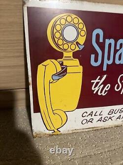 Vintage Spacemaker/Ericofon Telephone Double Sided Sign ORIGINAL RARE RARE