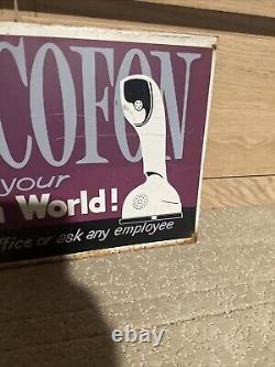 Vintage Spacemaker/Ericofon Telephone Double Sided Sign ORIGINAL RARE RARE