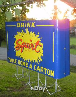 Vintage Squirt Soda Sign Double Sided Country Store Bag Holder Late 1930's Rare