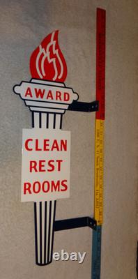 Vintage Standard Gasoline Torch Clean Restroom Huge 2' Metal Award Bathroom Sign