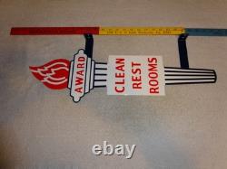 Vintage Standard Gasoline Torch Clean Restroom Huge 2' Metal Award Bathroom Sign