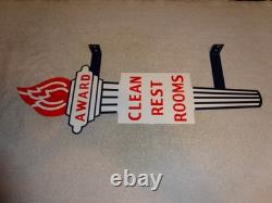 Vintage Standard Gasoline Torch Clean Restroom Huge 2' Metal Award Bathroom Sign
