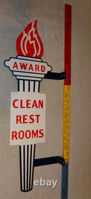Vintage Standard Gasoline Torch Clean Restroom Huge 2' Metal Award Bathroom Sign