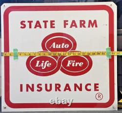 Vintage State Farm Insurance Metal Sign Old Logo 23.5 x 22 Double Sided