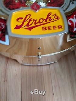 Vintage Strohs Beer Rotating Motion Hanging Light Double Sided Bar Lighted Sign