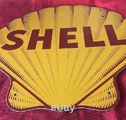 Vintage Style 24 Inch Double Sided Die Cutshell Gasoline Est. 1907 Porcelain Sign