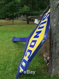 Vintage Sunoco Gas Oil Service Station Gasoline Double Sided Porcelain Pole Sign