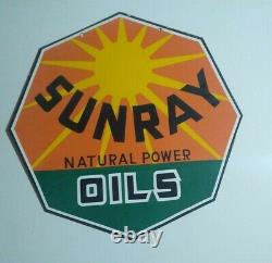 Vintage Sunray Oils Double Sided 30 Inch Die Cut Porcelain Enamel Sign