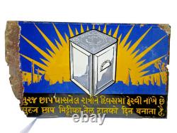 Vintage Suraj Chhap Kerosene Oil Porcelain Enamel Sign Double Sided 25x15 inches Vintage Suraj Chhap Kerosene Oil Porcelain Enamel Sign Double Sided 25x15 inches