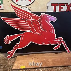 Vintage T-53 Die-cut''mobil Pegasus'' Double Sided Porcelain Sign 40x30 Inch