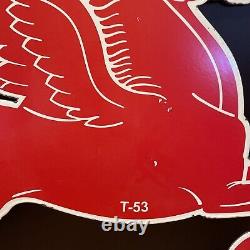 Vintage T-53 Die-cut''mobil Pegasus'' Double Sided Porcelain Sign 40x30 Inch