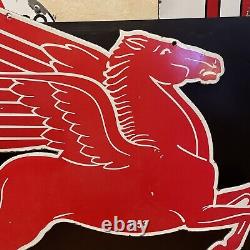 Vintage T-53 Die-cut''mobil Pegasus'' Double Sided Porcelain Sign 40x30 Inch