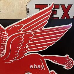 Vintage T-53 Die-cut''mobil Pegasus'' Double Sided Porcelain Sign 40x30 Inch