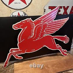 Vintage T-53 Die-cut''mobil Pegasus'' Double Sided Porcelain Sign 40x30 Inch