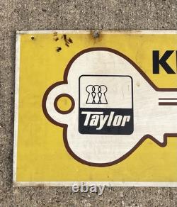 Vintage Taylor Lock Co. Keys Made Hardware Store Key Sign Metal Double Sided