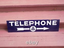 Vintage Telephone Arrow Double Sided Porcelain Sign