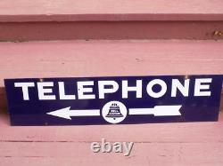 Vintage Telephone Arrow Double Sided Porcelain Sign