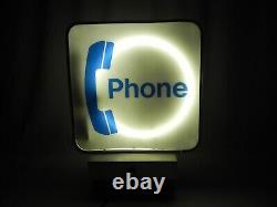 Vintage Telephone Pay Phone Double Sided Light Up Sign Tested Working 23x20x4.5