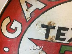 Vintage Texaco Double Sided Sign With Hanger Rim 42