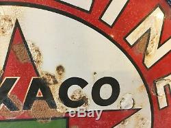 Vintage Texaco Double Sided Sign With Hanger Rim 42