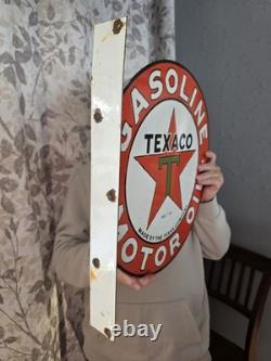 Vintage Texaco Double-sided Flange Porcelain Gas Sign 17 X 17