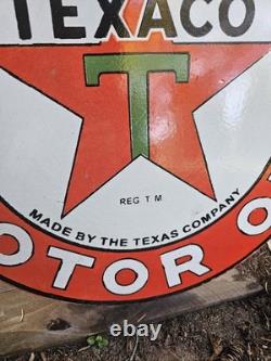 Vintage Texaco Double-sided Flange Porcelain Gas Sign 17 X 17