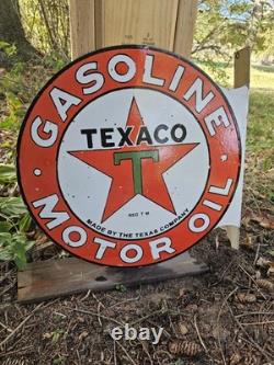 Vintage Texaco Double-sided Flange Porcelain Gas Sign 17 X 17