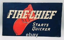 Vintage Texaco Gasoline Fire Chief Starts Quicker Double Sided Sign 20x 11.25