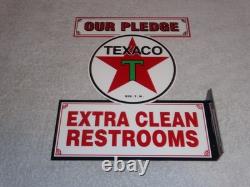 Vintage Texaco Our Pledge Clean Restrooms 11 3/4 Metal Gasoline Oil Flange Sign