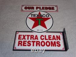 Vintage Texaco Our Pledge Clean Restrooms 11 3/4 Metal Gasoline Oil Flange Sign