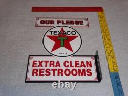 Vintage Texaco Our Pledge Clean Restrooms 11 3/4 Metal Gasoline Oil Flange Sign