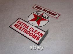 Vintage Texaco Our Pledge Clean Restrooms 11 3/4 Metal Gasoline Oil Flange Sign Vintage Texaco Our Pledge Clean Restrooms 11 3/4 Metal Gasoline Oil Flange Sign