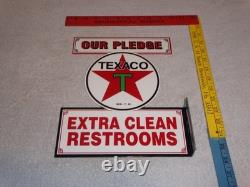 Vintage Texaco Our Pledge Clean Restrooms 11 3/4 Metal Gasoline Oil Flange Sign