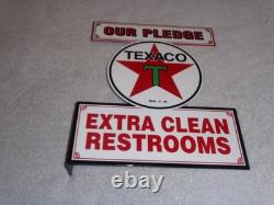 Vintage Texaco Our Pledge Clean Restrooms 11 3/4 Metal Gasoline Oil Flange Sign